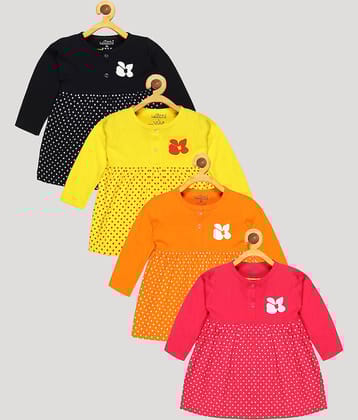 Babeezworld Pack of 4 Baby Girls Cotton Dress ( Multi )
