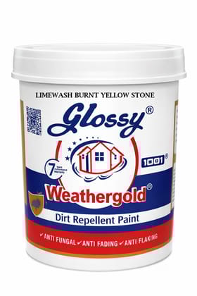 1001 Weathergold Limewash Exterior Paint Burnt Yellow Stone WT | Natural Stone Finish | Breathable & Weather-Resistant Wall Paint II Suitable for brick, plaster, cement, and masonry surfaces- 1 Ltr.