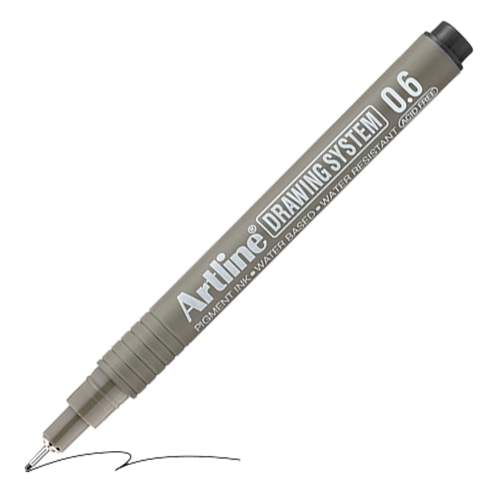 Artline Black Colour Drawing System Pen of writing width 0.6 MM of 12 Qunaity | Explore Various Drawing Techniques for Artists & Designers