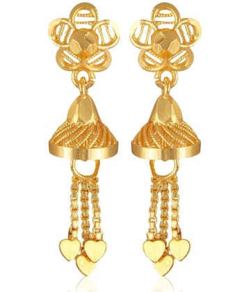 VIVASTRI Golden Jhumki Earrings ( Pack of 1 ) - Golden