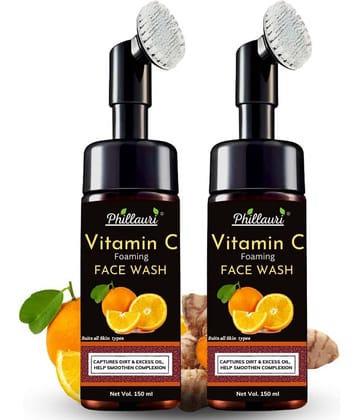 Phillauri Brightening Vitamin C Foaming Face Wash with Built-In Face Brush - (150 ML) Pack of 2