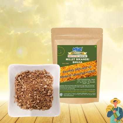 Millium Millet Bikaneri Bhujia with Sprouted Millets Gluten Free Snack 20 Percent Less Oil Healthy Crunchy Namkeen 100g Pack of 2 Millium Millet Bikaneri Bhujia with Sprouted Millets Gluten Free Snack 20 Percent Less Oil Healthy Crunchy Namkeen 100g Pack of 2