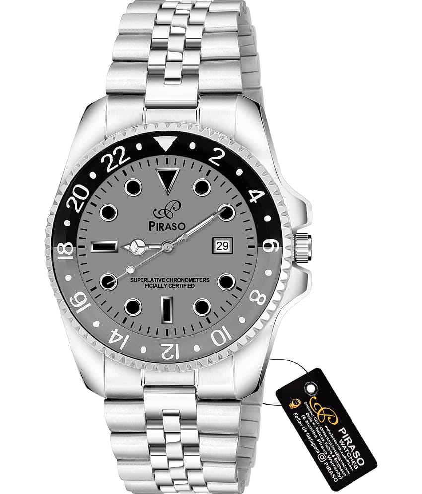 PIRASO Silver Stainless Steel Analog Men's Watch