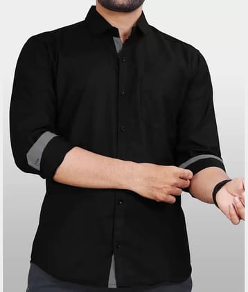 jeevaan... the perfact fashion Cotton Blend Regular Fit Solids Full Sleeves Men's Casual Shirt - Black ( Pack of 1 )