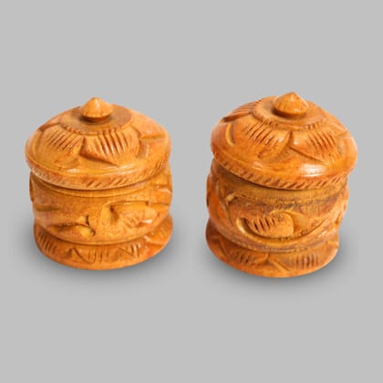 Wooden Sindur Dibbi 2" (Set of 2)