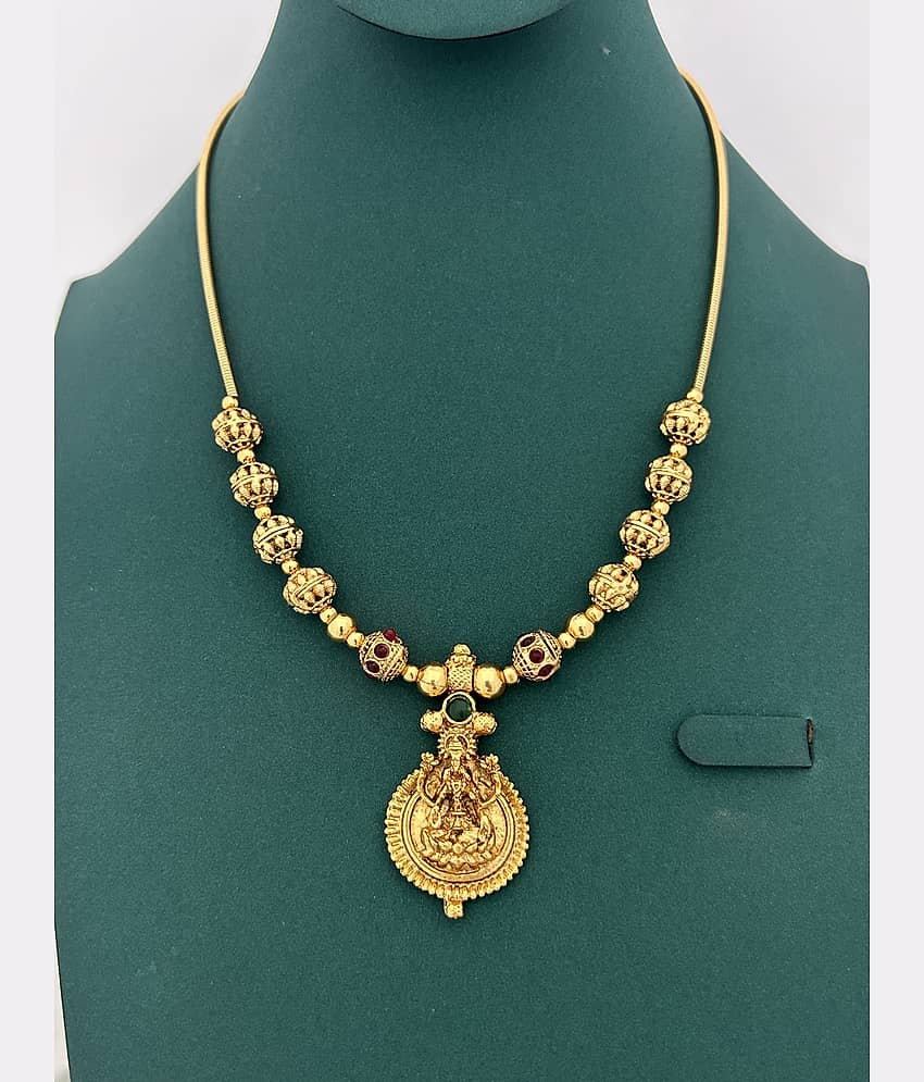 ROFARWORD Gold Brass Necklace Set ( Pack of 1 )