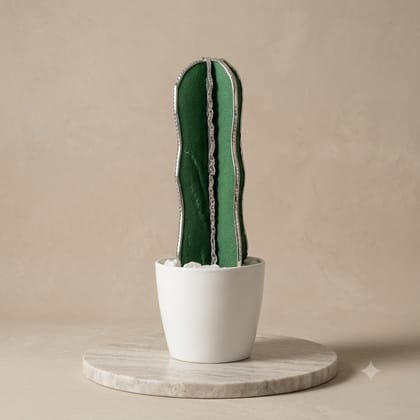 Handcrafted Glass Cactus Showpiece 1pc
