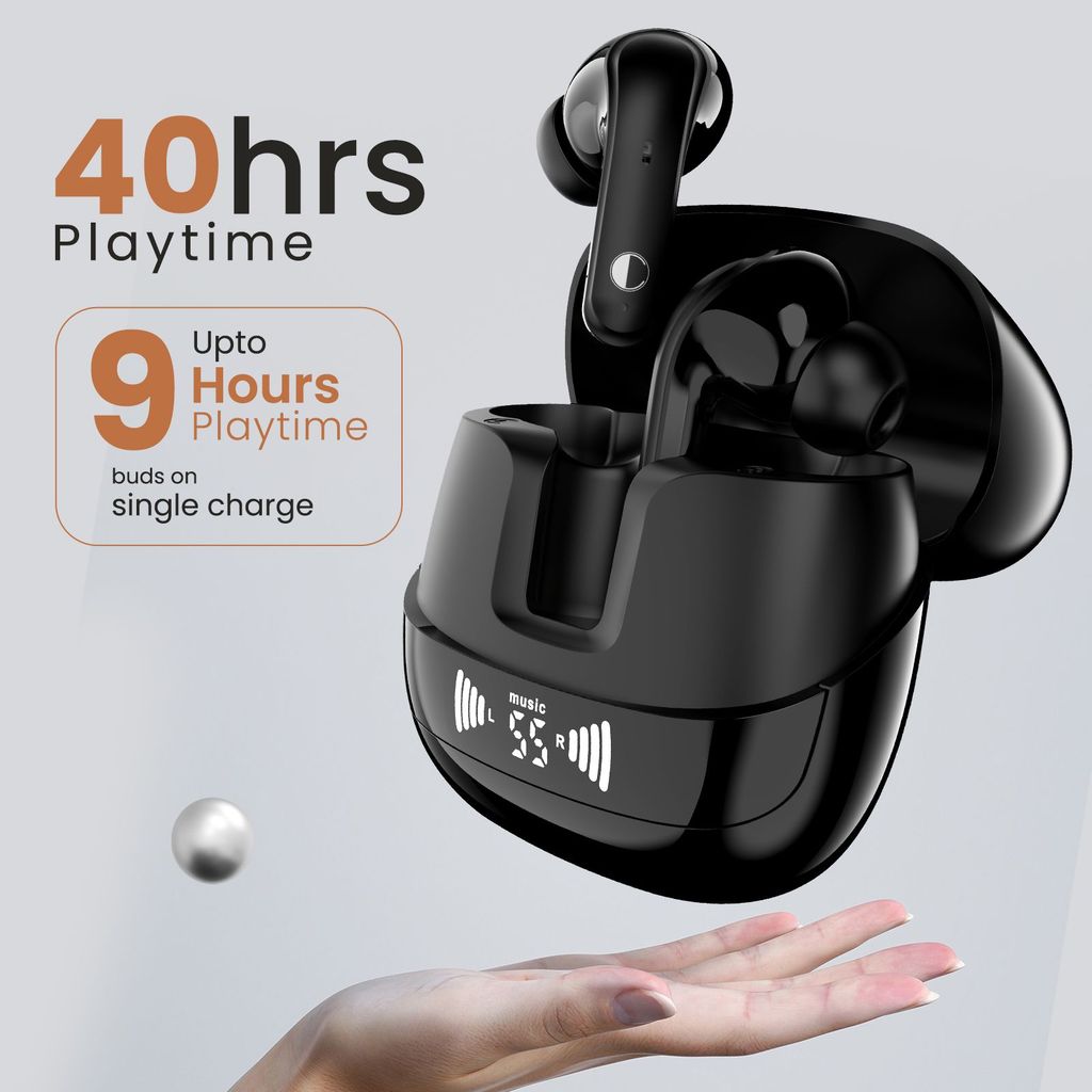 Cellecor BroPods C107 GLOSS TWS with 40H Playtime, ENC, 5.1v BT, 50ms Low Latency Gaming Bluetooth-Black