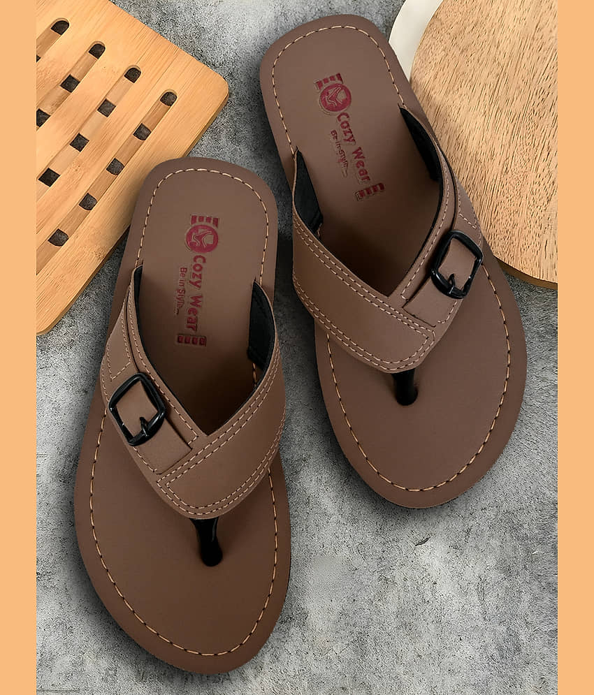 Cozy Wear Brown Men's Thong Flip Flop