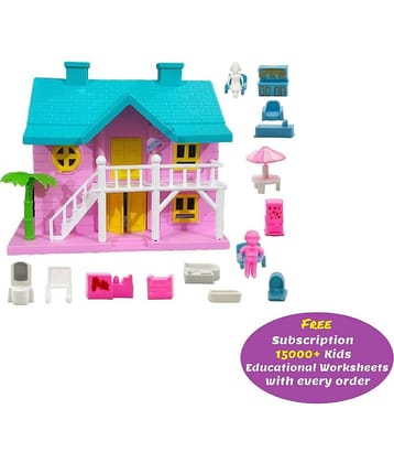 Dollhouse for Girls Funny Doll House Play Set for Girls and Kids with Openable Door with Furniture(Free subscription of kids Educational worksheets)