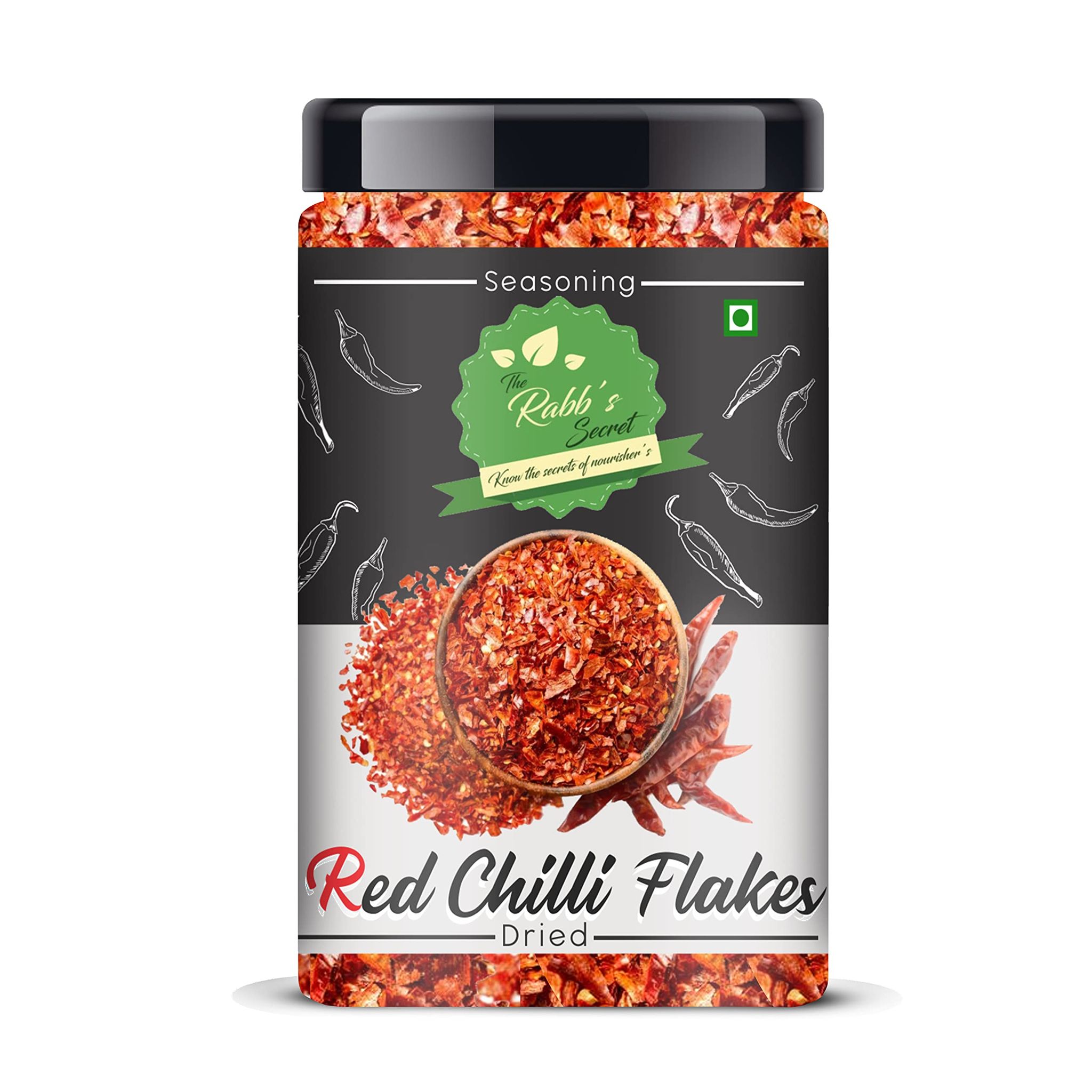 The Rabb's Secret Red Chilli Flakes Seasoning Jar: 250gm (Chilly Flakes, 250gm)