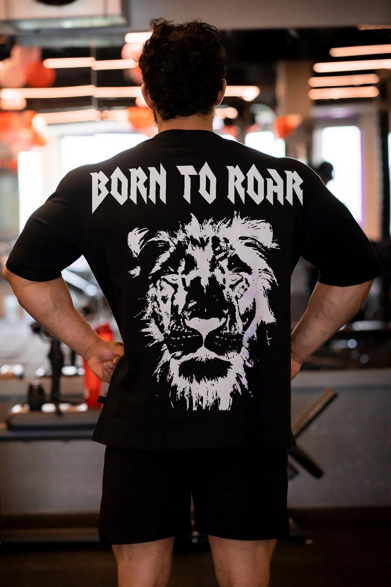 Born To Roar Oversized T-shirt (Black)-S / BLACK