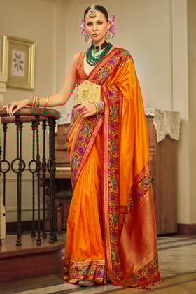 Orange Woven Banarasi Saree