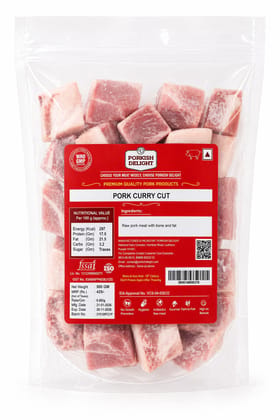 PORKISH DELIGHT Premium Pork Curry Cut, 500g | Fresh, Juicy & Farm-Picked Lean Meat | Antibiotic-Free & Hygienically Processed | Ideal for Indian Curries, Stews & Slow Cooking