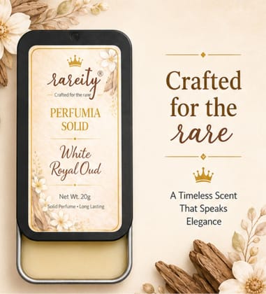 Rareity Solid Perfume – White Royal Oud Fragrance | Luxury Oud Long Lasting Balm Perfume | Pocket Perfume | Alcohol-Free | 20g| Travel-Friendly