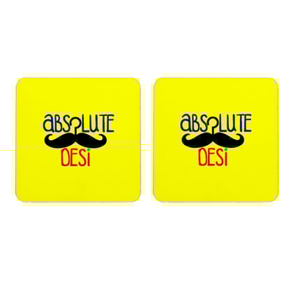 Multicolor Absolute Desi Set Of 2 Square Wooden Coaster