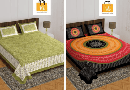 2201-Hometrade India- Standard Double Size (90*100 in )-Combo Double Bedsheet