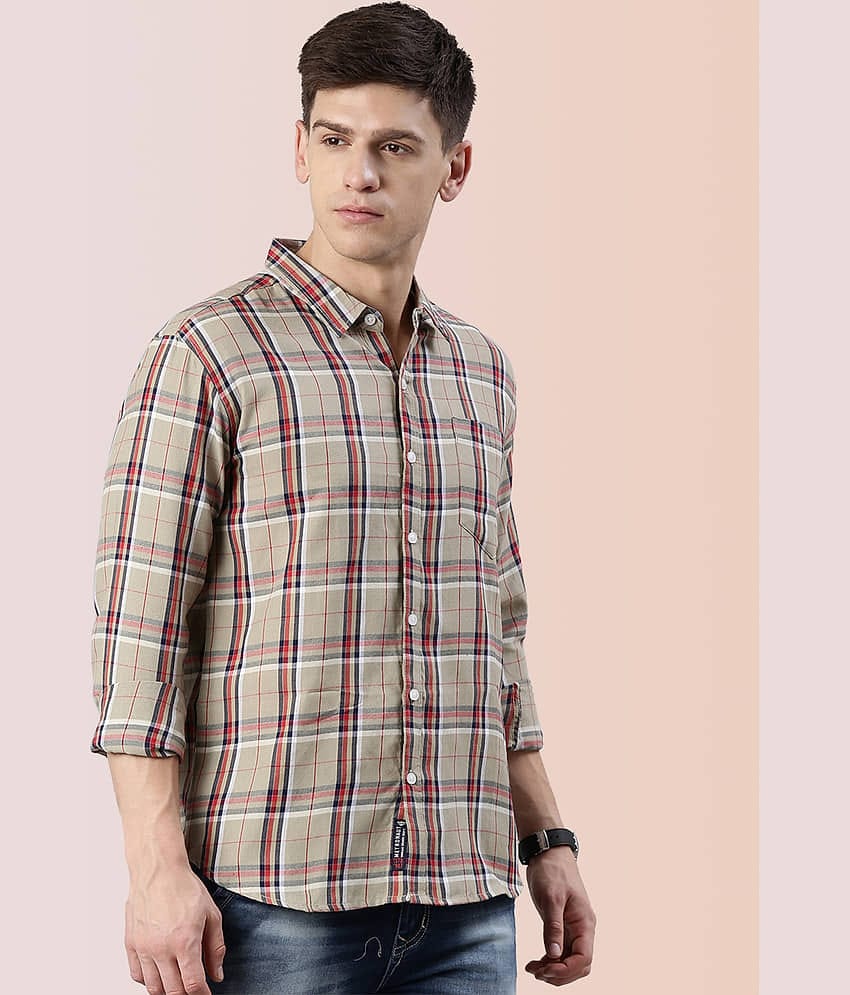 Lucky Roger Cotton Blend Regular Fit Checks Full Sleeves Men's Casual Shirt - Grey ( Pack of 1 )