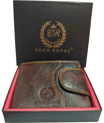 COCO ROYAL 100% Leather Printed Men's Two Fold Wallet With More Than 10 Slots For Card ( Brown , Pack of 1 )
