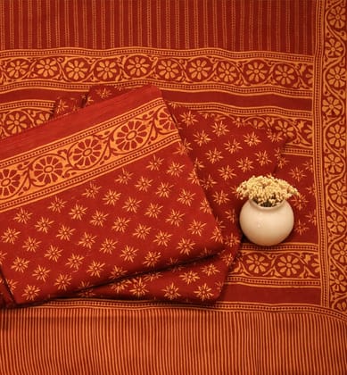 Handcrafted Dabu Print Cotton Dress Material – 3 Piece Set