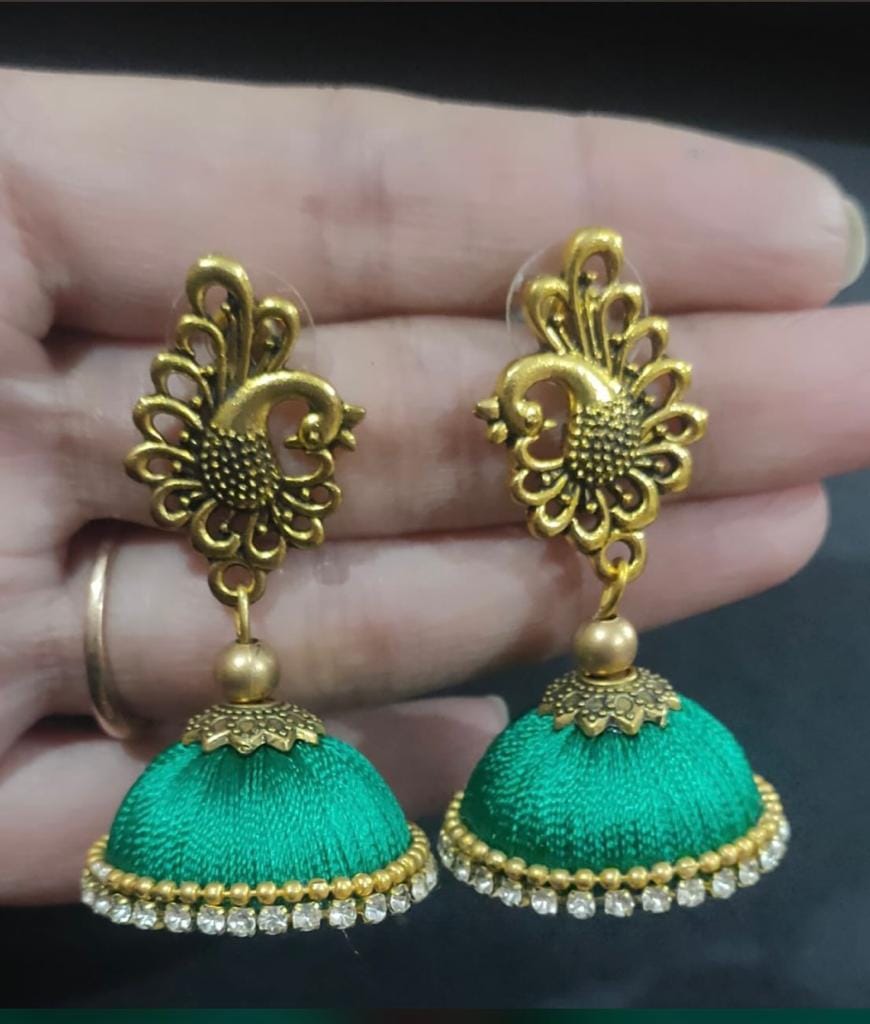 Elegant Metal Stud Jhumka Earrings