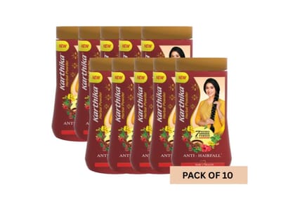 Karthika Herbal Powder 170g  Gentle Cleanse, Promotes Hair Growth, Maintains Natural Shine  With Richness of Vitamins C and D - Pack of 10