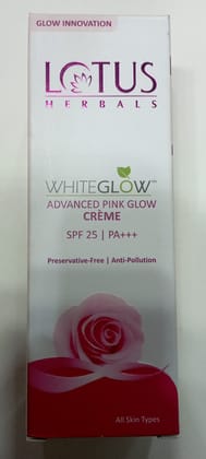 Lotus herbals white glow advanced pink glow cream SPF 25 pa+++ 18g