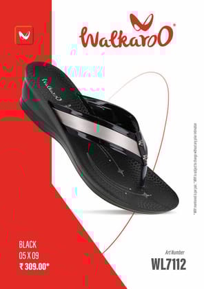 Walkaroo WL7112 Black L No 6 Ladies Slipper