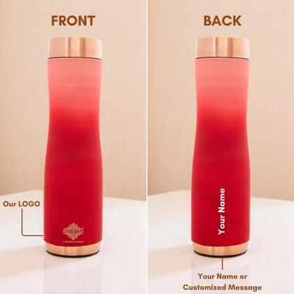 Personalized Copper Ombre Silk Finish Water Bottle-Red