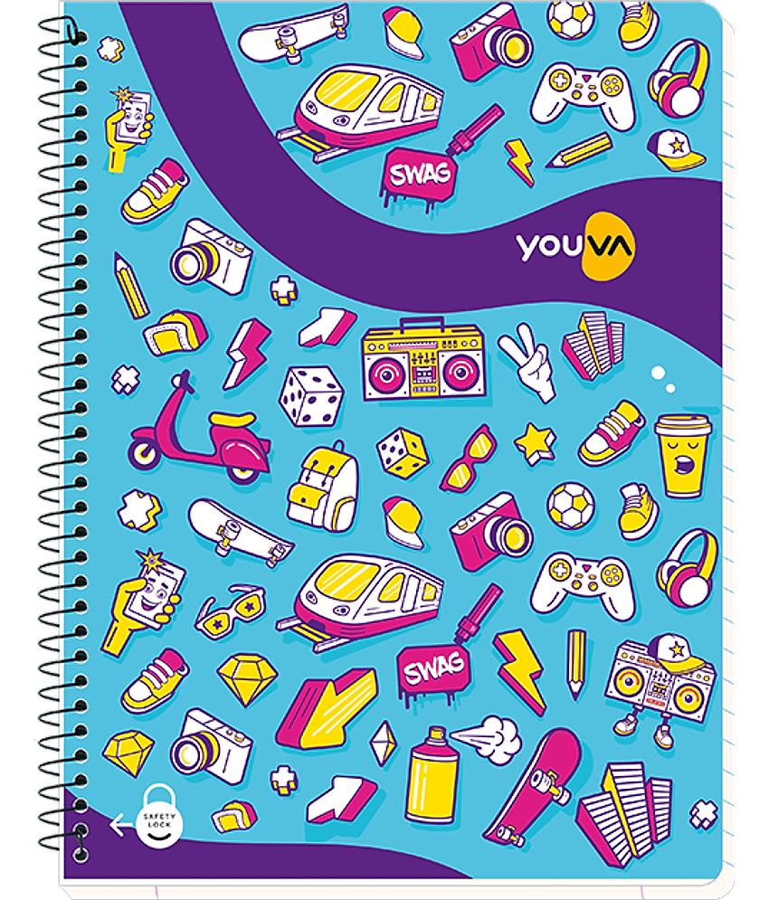 Navneet Youva | Spiral Book | Spiral Note Book | Jumbo Size 18 cm x 24 cm | Single Line | 200 Pages | Pack of 4