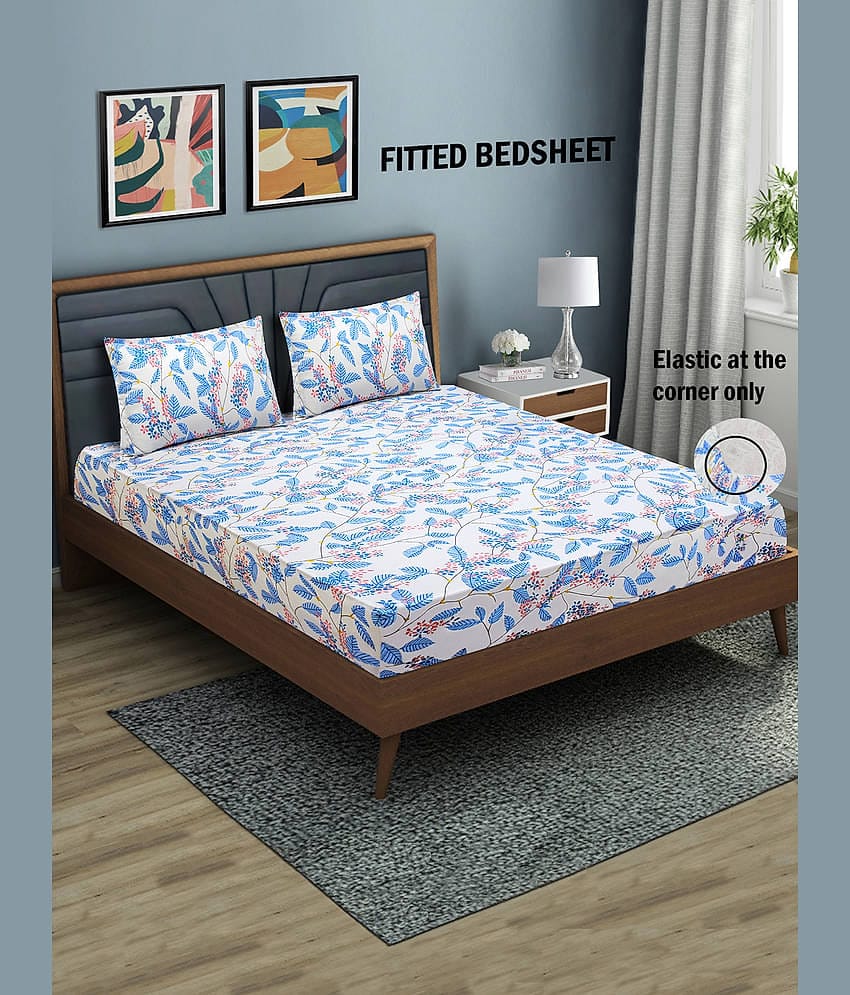 Home Candy Microfibre Floral 1 Bedsheet with 2 Pillow Covers - White