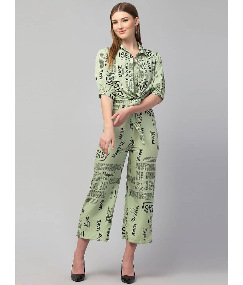 Glito - Mint Green Crepe Regular Fit Women's Jumpsuit ( Pack of 1 )