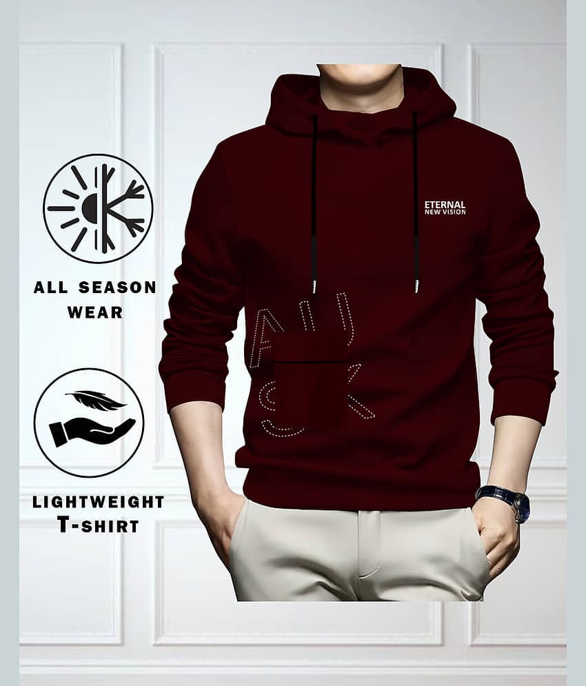 AUSK Men Cotton Blend Regular Fit Printed T-Shirt ( Maroon )