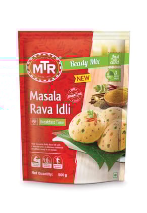 MTR Masala Rava Idli Mix - Breakfast Mix | Quick Breakfast | Instant Ready to Cook Mix | Ready-To-Make South Indian Breakfast | 500g