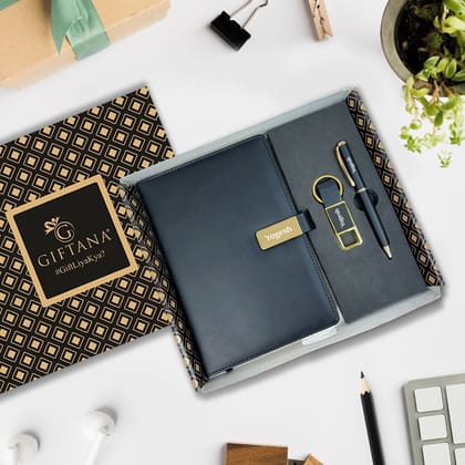 Elegant Personalized Gift : 3-in-1 Notebook Diary Set with Pen & Keychain