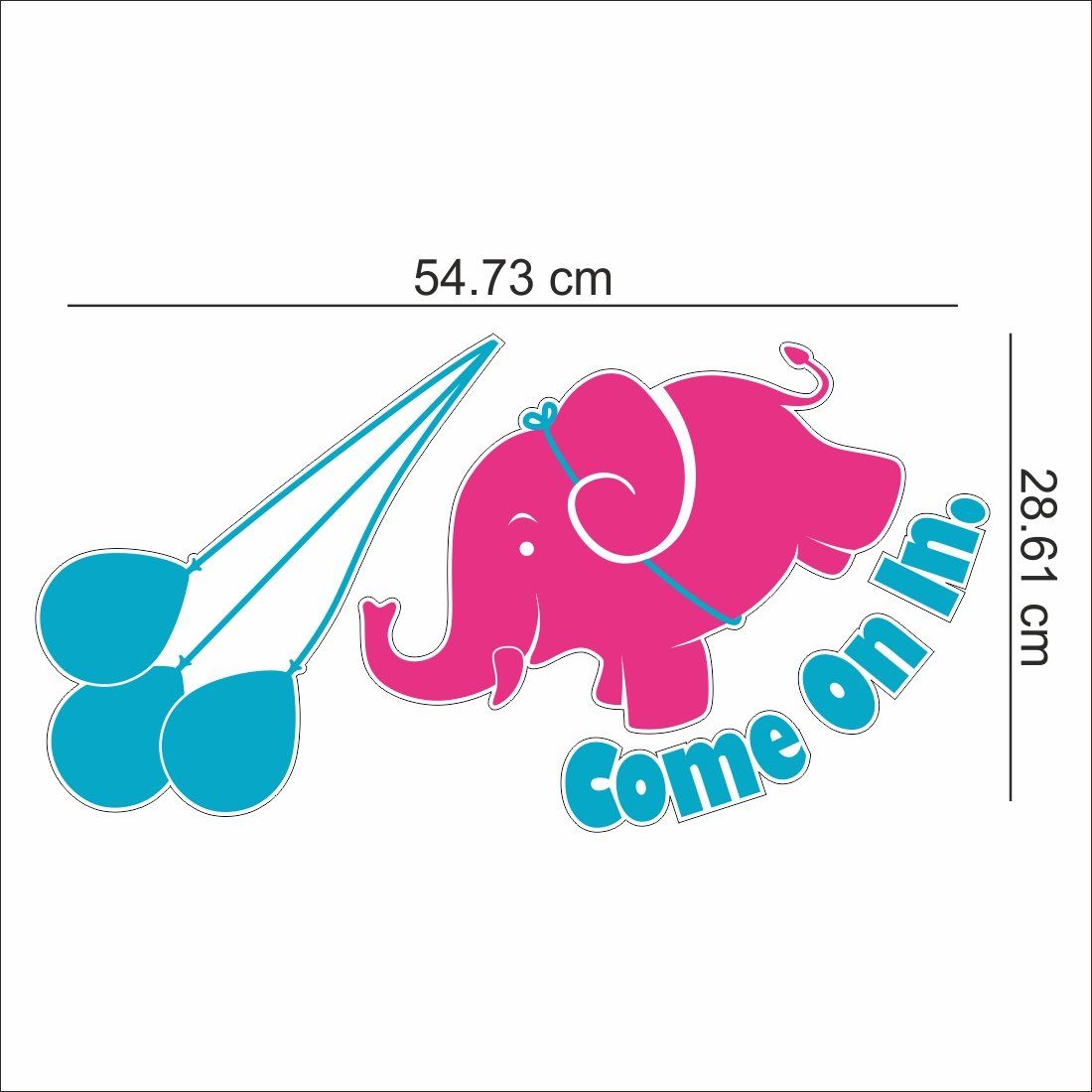 Asian Paints Wall-Ons Door Cute Elephant Wall Sticker (PVC Vinyl, 0.01 cm x 55.88 cm x 30.48 cm)