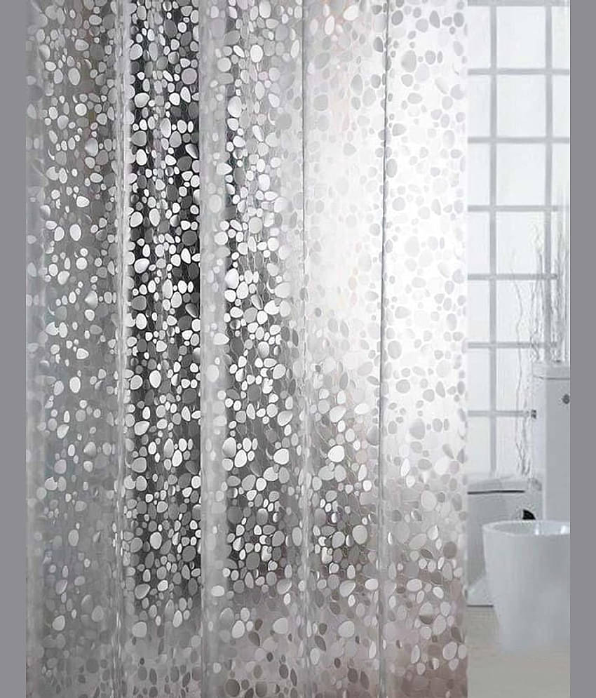 CASA FURNISHING White PVC Shower Curtain ( Single )