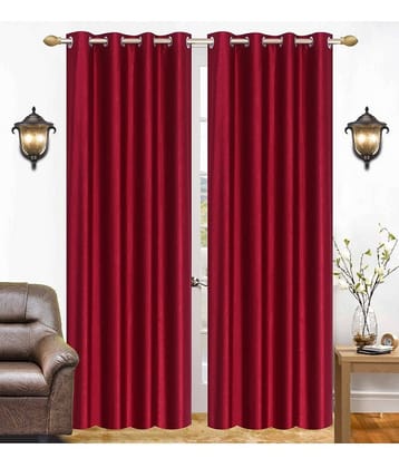 Stella Creations Set of 2 Door Eyelet Curtains Plain Maroon
