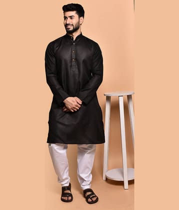 PRINTCULTR Black Cotton Regular Fit Men's Kurta Pyjama Set ( Pack of 1 )