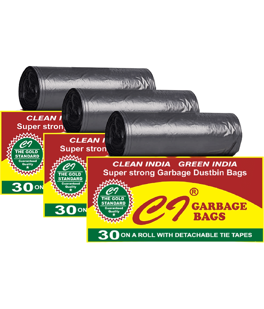 Ci - Black Virgin Plastic Dustbin and Garbage bags
