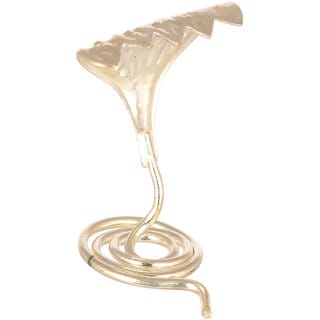 Jinanshi Fashion Metal With Silver Plated  Five Headed  Snake -Naga Idol Stand Small Idol For Worship/ Home.