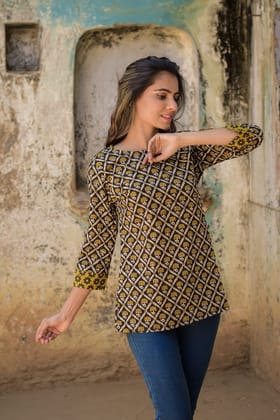 JAIPUR HANDBLOCK PRINT New collection of cotton hand printed short kurti 46