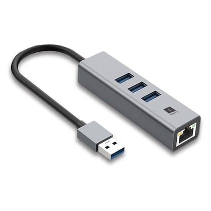 iBall Bridge 400 USB 3.0 Hub + Gigabit Multifunctional Adapter, 4-in-1, USB 3.0 x 3-Ports Hub with 1000 Mbps Ethernet Port