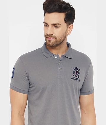 The Million Club Pack of 1 Cotton Blend Regular Fit Printed Half Sleeves Men's Polo T Shirt ( Grey )
