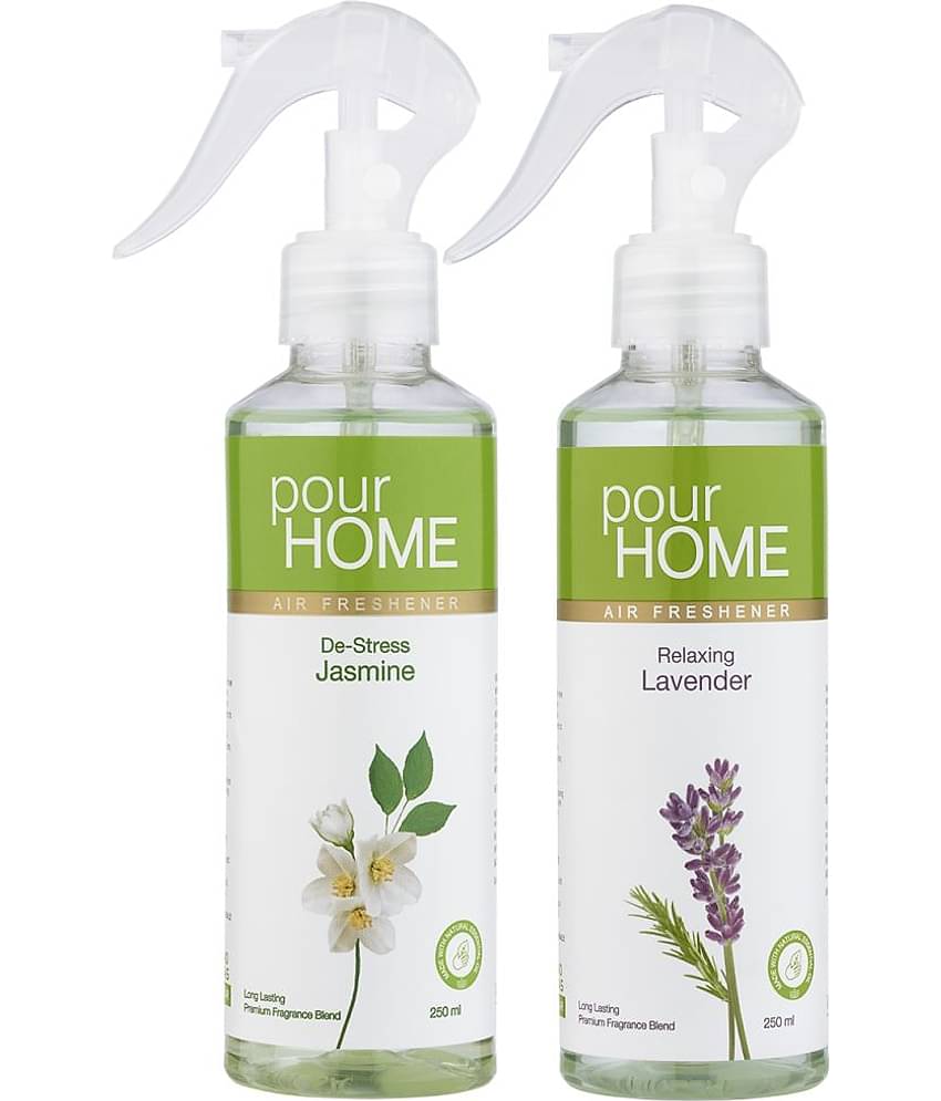 POUR HOME Relaxing Lavender & De-Stress Jasmine No Gas Room Freshener Spray, 250ml Each (Pack of 2)