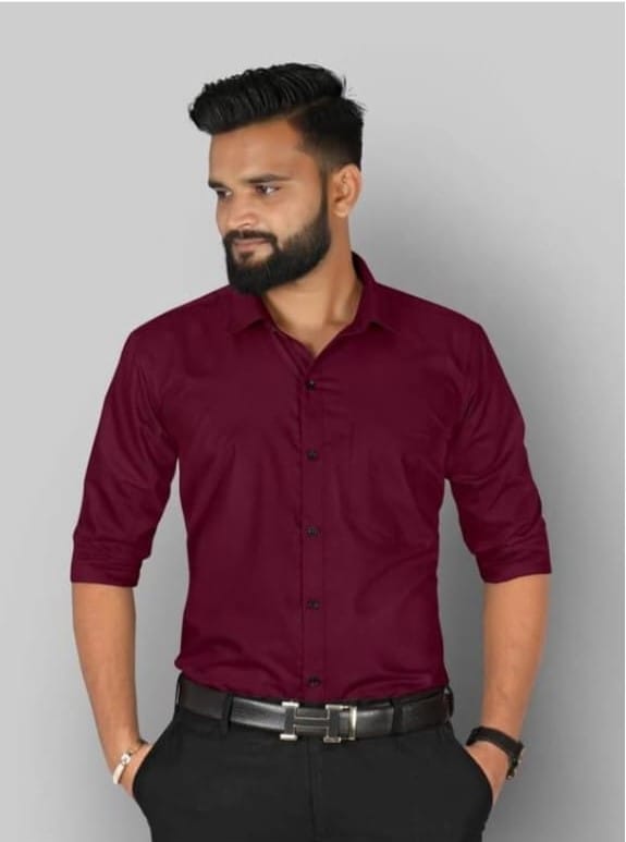 Athaa Enterprise Mens Regular Fit Maroon Shirt  Stylish Casual & Formal Wear