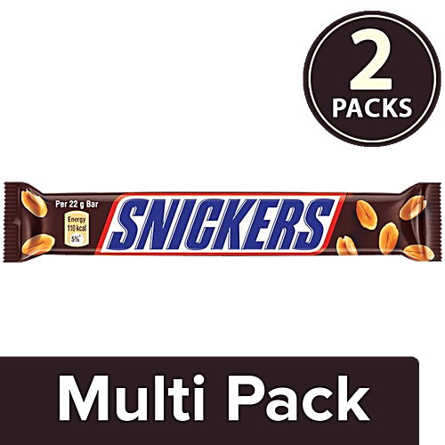 Snickers Chocolate Bar - Peanut, 2x22 g Multipack