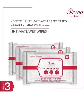 Sirona Intimate Wet Wipes (30 Wipes - 3 Pack)