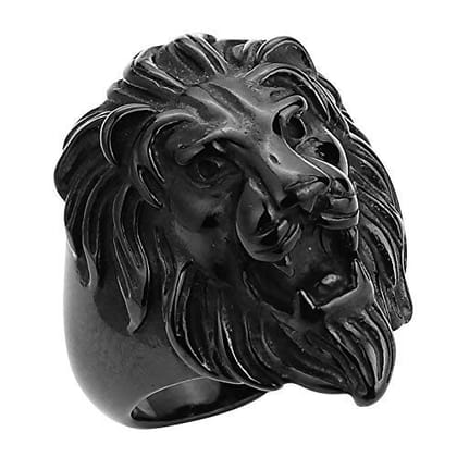 Nawani Stainless Steel Roaring Lion Head Unique Design Ring For Men And Boys, Size Free. - Free Size
