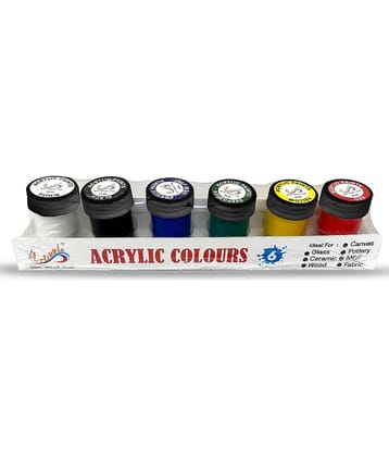 Artiggle Acrylic Primary Colours | 6 Colours x 20 ml | DIY Paint, Rich Pigment | Multicolour & Multi-surface | Non-Cracking Paint for Canvas, Wood, Leather, Earthenware, Metal (Primary)